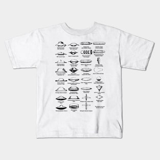 UFO Types Chart Black Kids T-Shirt